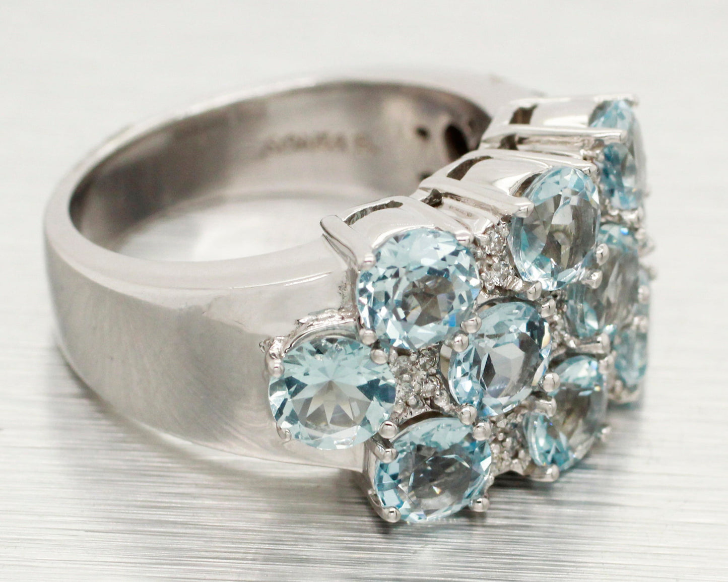 Sonia Bitton 3.25ctw Aquamarine Band Ring | Diamond Accents | 14k White Gold