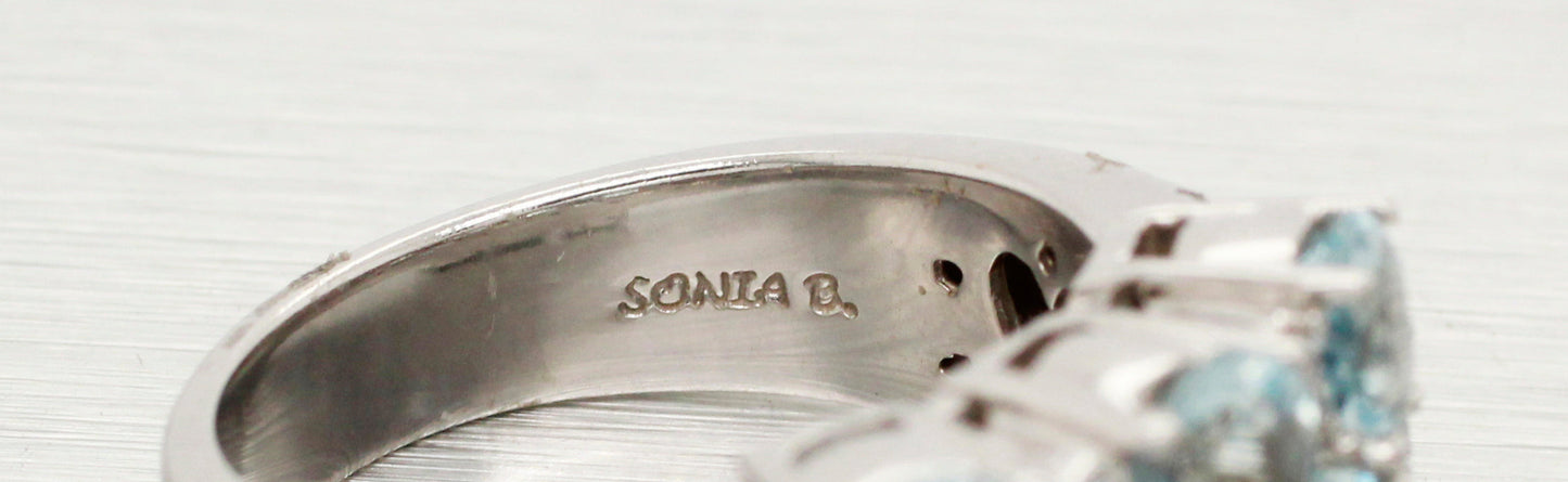 Sonia Bitton 3.25ctw Aquamarine Band Ring | Diamond Accents | 14k White Gold