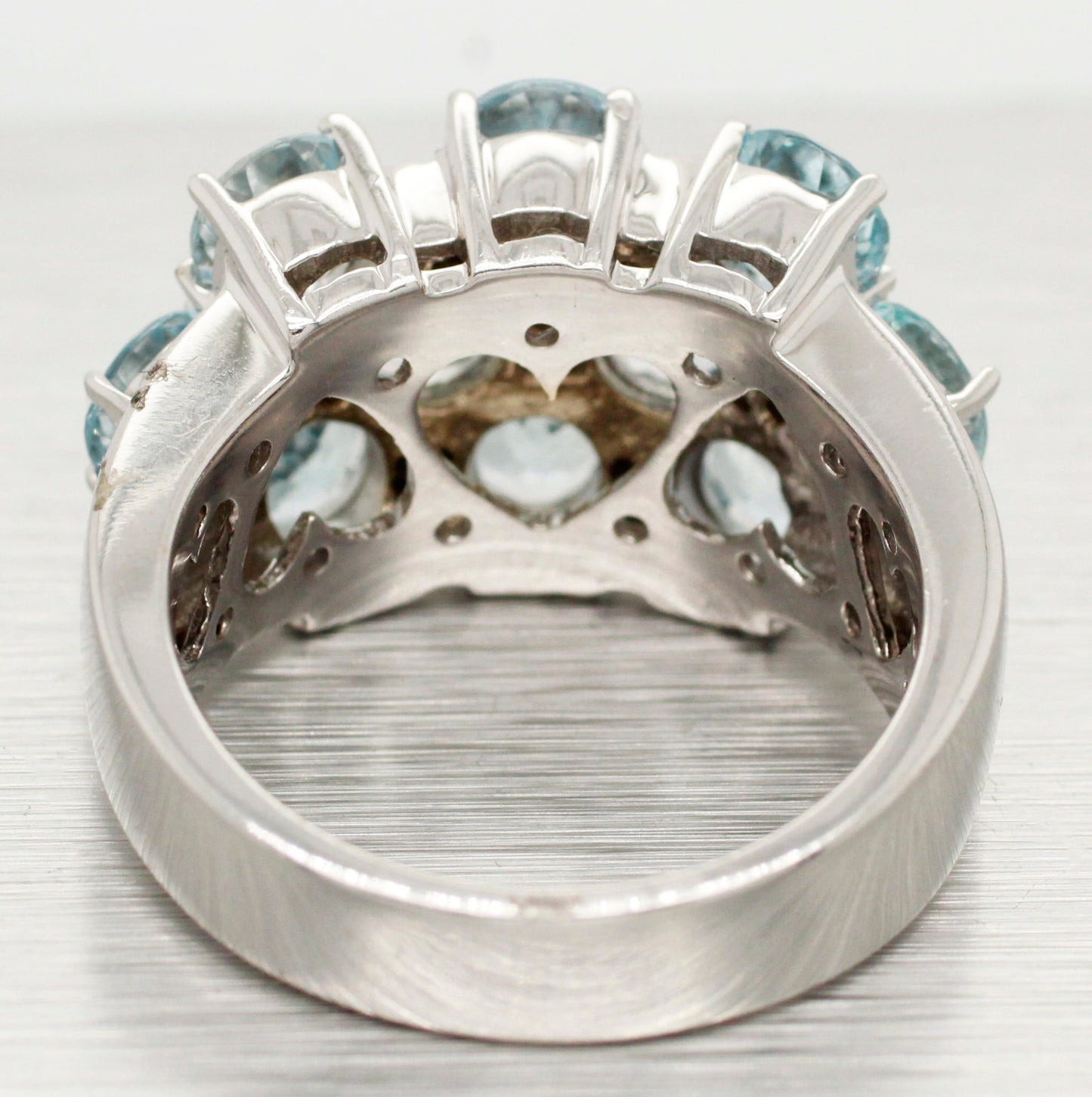Sonia Bitton 3.25ctw Aquamarine Band Ring | Diamond Accents | 14k White Gold