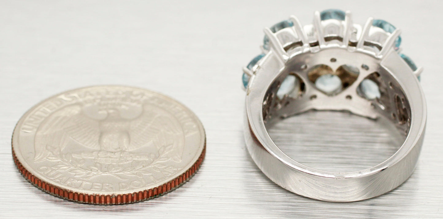 Sonia Bitton 3.25ctw Aquamarine Band Ring | Diamond Accents | 14k White Gold