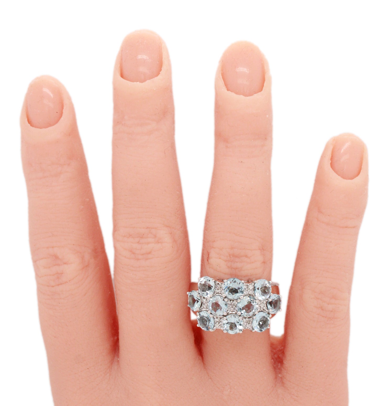 Sonia Bitton 3.25ctw Aquamarine Band Ring | Diamond Accents | 14k White Gold