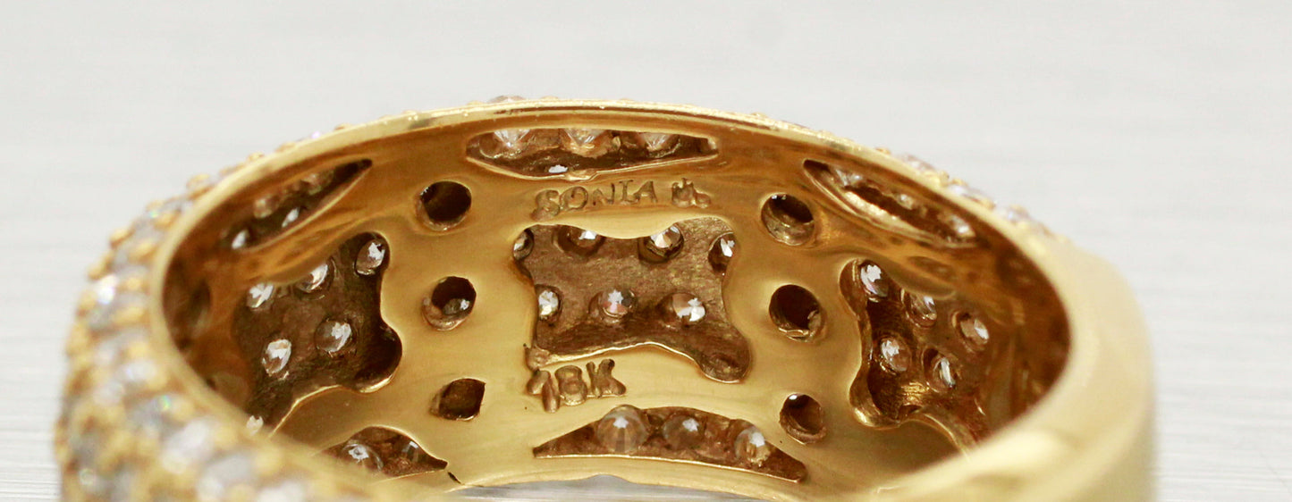 Sonia Bitton 2.00ctw Half Pave Diamond Band Ring | 18k Yellow Gold