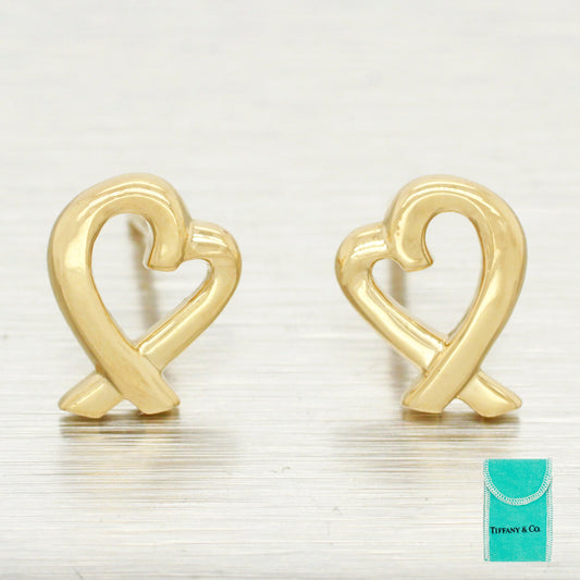Tiffany & Co. Paloma Picasso Loving Heart Earrings | 18k Yellow Gold | w/ Pouch