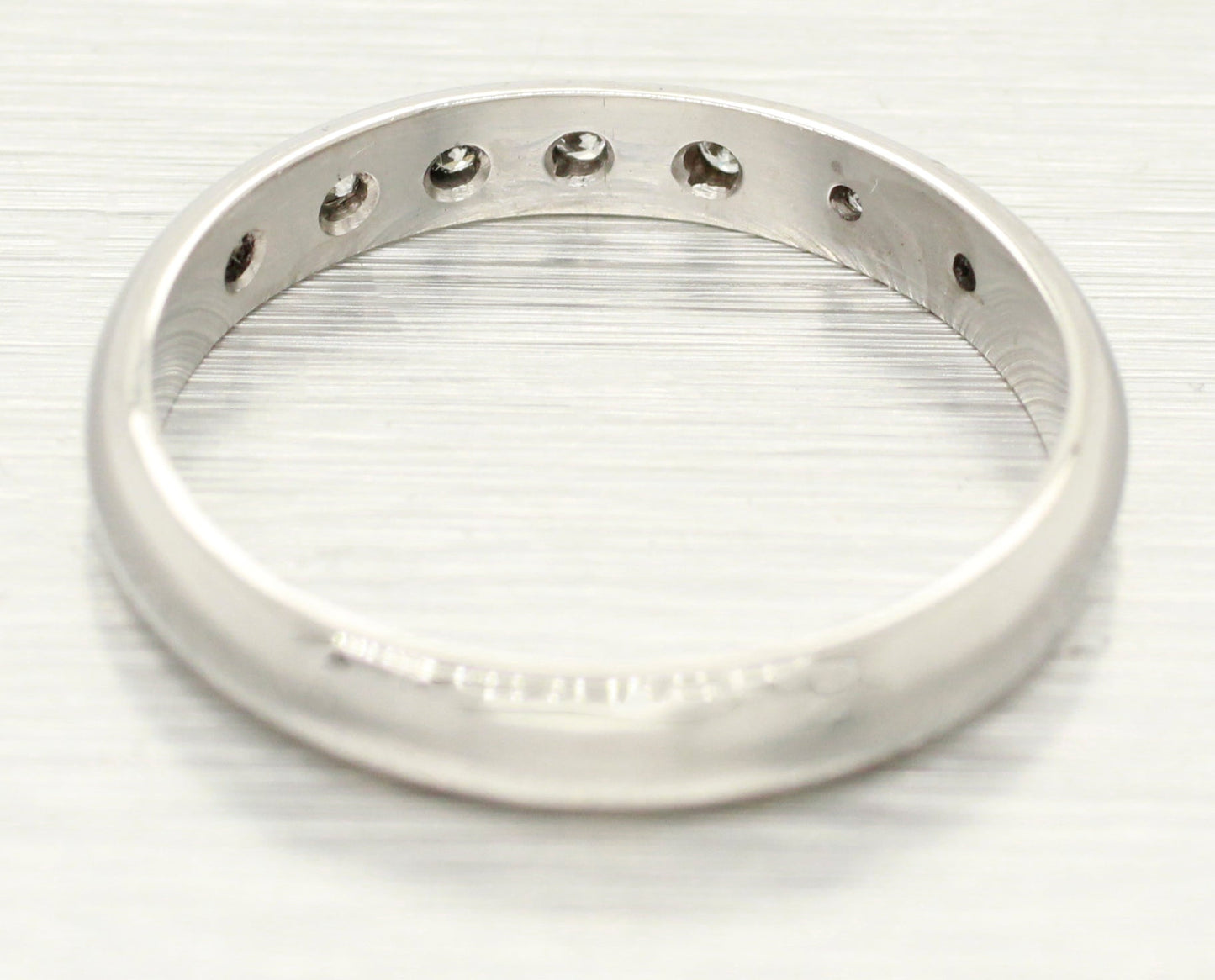 Vintage 0.07ctw Diamond Small Wedding Band - Thin Platinum Ring - Size 5.50