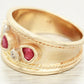 Vintage 0.40ctw Pear Cut Ruby & Diamond Band Ring - 14k Yellow Gold w/ Milgrain
