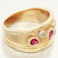 Vintage 0.40ctw Pear Cut Ruby & Diamond Band Ring - 14k Yellow Gold w/ Milgrain