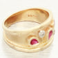 Vintage 0.40ctw Pear Cut Ruby & Diamond Band Ring - 14k Yellow Gold w/ Milgrain