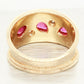 Vintage 0.40ctw Pear Cut Ruby & Diamond Band Ring - 14k Yellow Gold w/ Milgrain