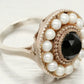Tiffany & Co. Onyx & Pearl Halo Cocktail Ring - Ziegfield 925 Sterling Siver