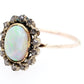 Antique Art Nouveau 0.75ct Precious Opal & Diamond Pin Conversion Ring 14k Yellow Gold