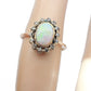 Antique Art Nouveau 0.75ct Precious Opal & Diamond Pin Conversion Ring 14k Yellow Gold