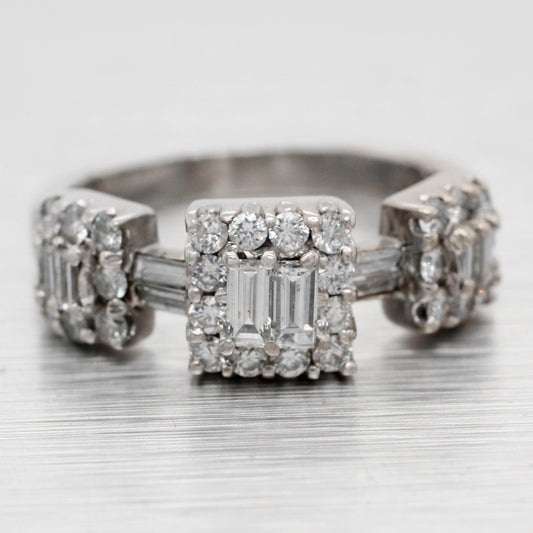 Vintage Three-Stone Style 0.50ctw Diamond Engagement Ring - 14k White Gold