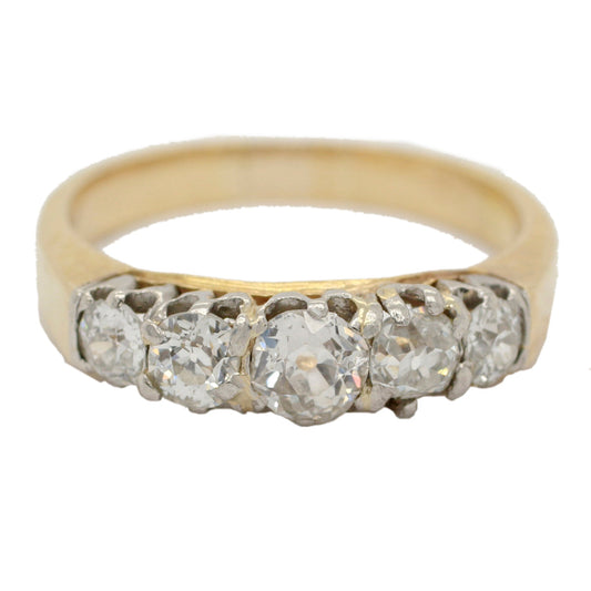 Antique Art Deco 0.60ctw Single Row Diamond Band Ring - 14k Yellow Gold