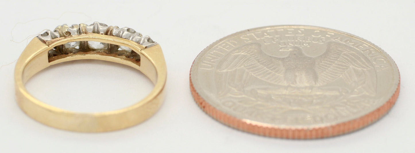Antique Art Deco 0.60ctw Single Row Diamond Band Ring - 14k Yellow Gold