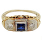 Antique Art Deco 0.30ctw Sapphire & Diamond Filigree Band Ring - 14k Yellow Gold