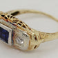 Antique Art Deco 0.30ctw Sapphire & Diamond Filigree Band Ring - 14k Yellow Gold