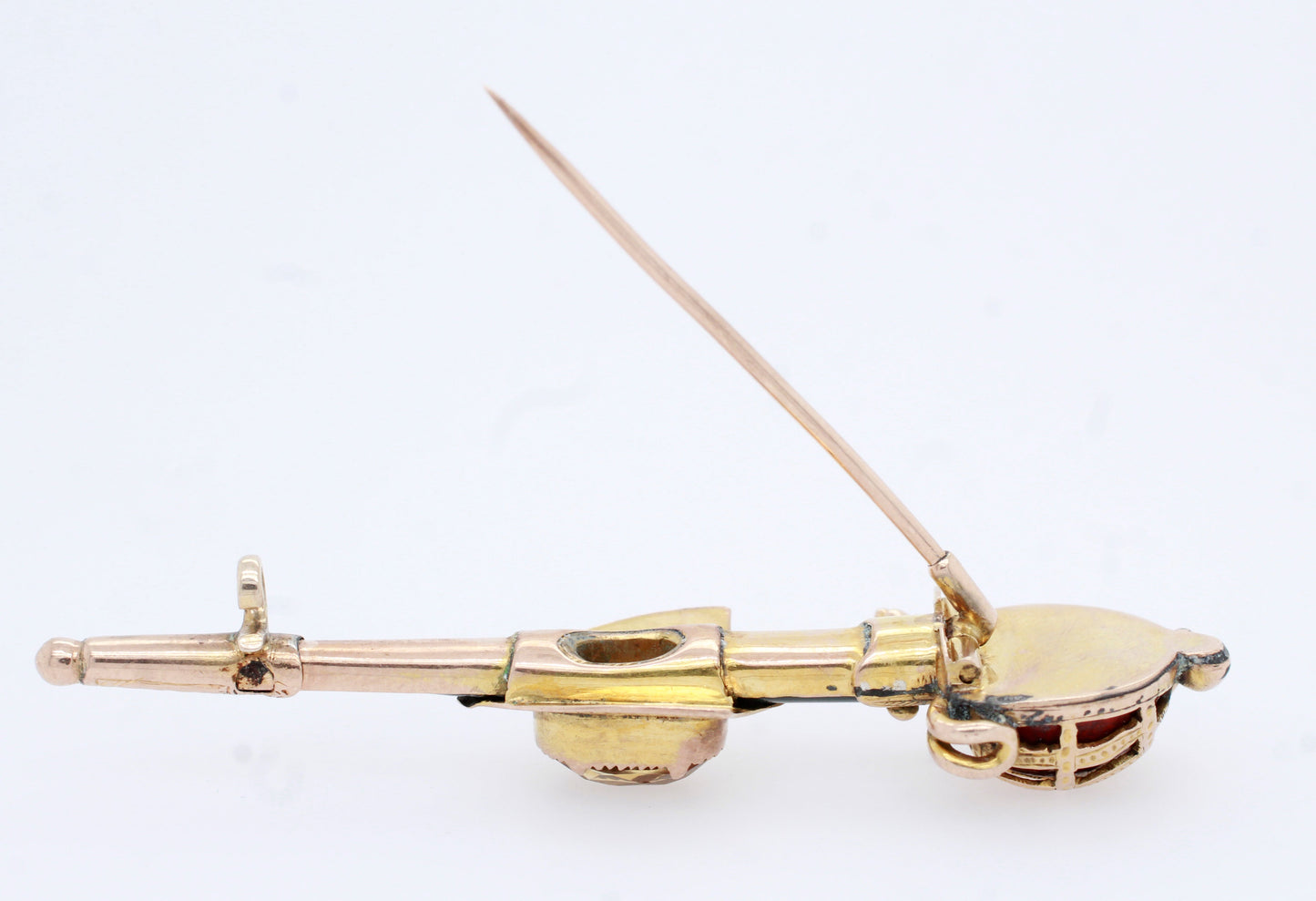 Antique Victorian Scottish Citrine Bloodstone & Agate Sword & Shield Gold Brooch