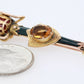 Antique Victorian Scottish Citrine Bloodstone & Agate Sword & Shield Gold Brooch