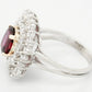 Antique Art Deco 1.20ct Rubellite & Diamond Cocktail Ring - 18k White Gold