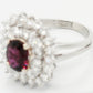 Antique Art Deco 1.20ct Rubellite & Diamond Cocktail Ring - 18k White Gold