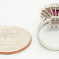 Antique Art Deco 1.20ct Rubellite & Diamond Cocktail Ring - 18k White Gold
