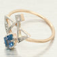 Antique Art Deco Blue Topaz & Diamond Masonic Ring - 18k Yellow Gold