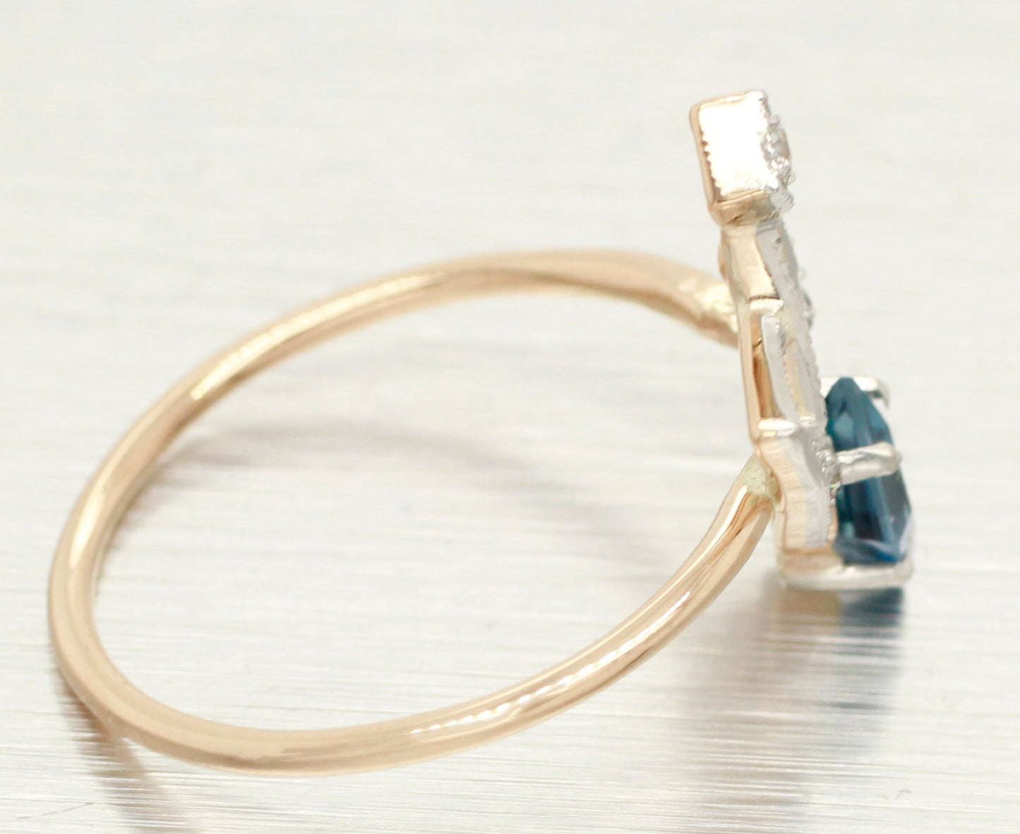 Antique Art Deco Blue Topaz & Diamond Masonic Ring - 18k Yellow Gold