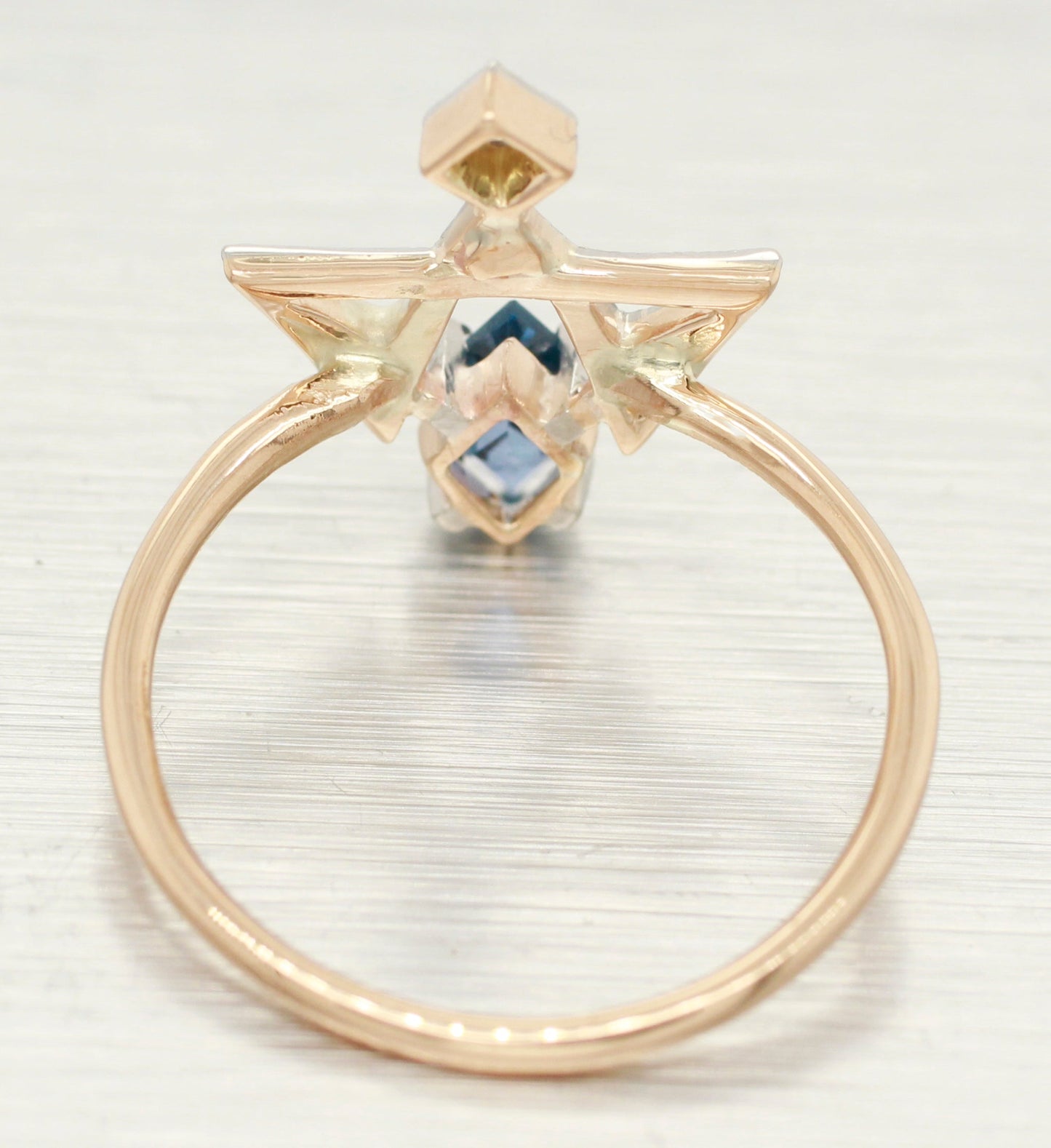 Antique Art Deco Blue Topaz & Diamond Masonic Ring - 18k Yellow Gold