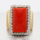 Gio Caroli Vintage Red Coral & 2.00ctw Diamond Cocktail Ring - 18k Yellow Gold