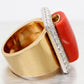 Gio Caroli Vintage Red Coral & 2.00ctw Diamond Cocktail Ring - 18k Yellow Gold