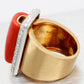 Gio Caroli Vintage Red Coral & 2.00ctw Diamond Cocktail Ring - 18k Yellow Gold