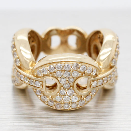 Vintage 1.20ctw Diamond Mariner Style Band Ring - 14k Yellow Gold | Size 5.50
