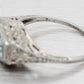 Antique Art Deco Aquamarine Hexagon Band Ring - 18k White Gold Floral Motif