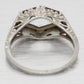 Antique Art Deco Aquamarine Hexagon Band Ring - 18k White Gold Floral Motif