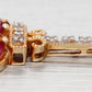 Vintage Red Ruby Crown & Diamond Key Pendant Charm - 14k Yellow Gold