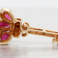 Vintage Red Ruby Crown & Diamond Key Pendant Charm - 14k Yellow Gold