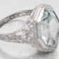 Antique Art Deco Pointed Marquise Aquamarine Cocktail Ring - 14k White Gold
