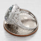 Antique Art Deco Pointed Marquise Aquamarine Cocktail Ring - 14k White Gold