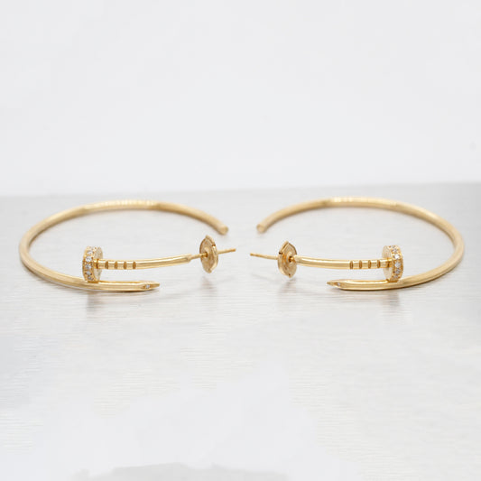 Cartier Juste Un Clou Hoop Earrings, Large, 0.17ctw Diamond - 18k Yellow Gold