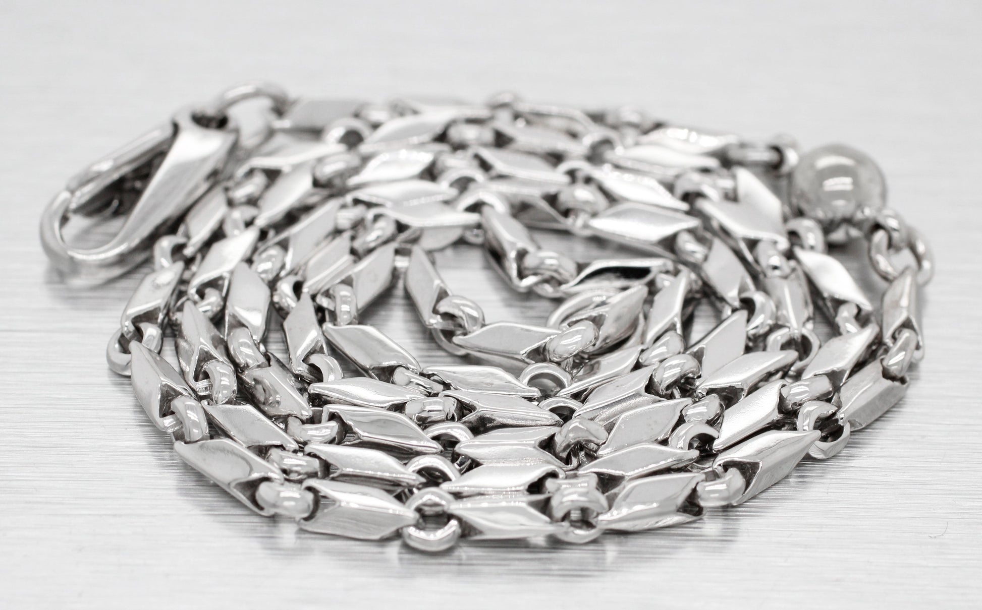 Vintage Sauro Brev 18k White Gold Chain Necklace 50cm