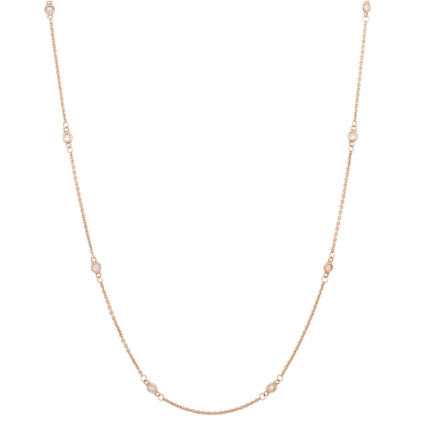 Modern Designer 0.30ctw Diamond Station Necklace - 14k Rose Gold - 18"