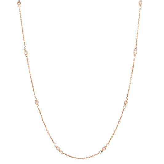 Modern Designer 0.30ctw Diamond Station Necklace - 14k Rose Gold - 18"