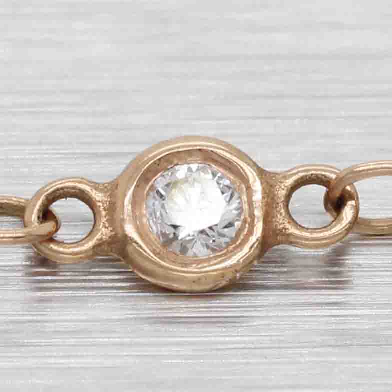 Modern Designer 0.30ctw Diamond Station Necklace - 14k Rose Gold - 18"