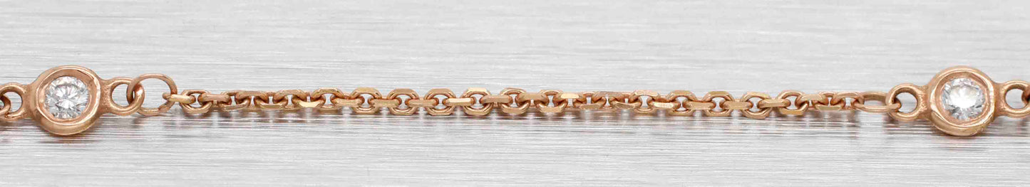 Modern Designer 0.30ctw Diamond Station Necklace - 14k Rose Gold - 18"