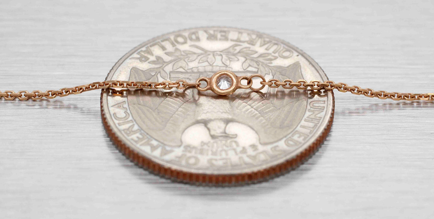 Modern Designer 0.30ctw Diamond Station Necklace - 14k Rose Gold - 18"