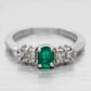 Vintage Oval 0.25ct Emerald & Diamond Accent Engagement Ring - 14k White Gold