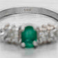 Vintage Oval 0.25ct Emerald & Diamond Accent Engagement Ring - 14k White Gold