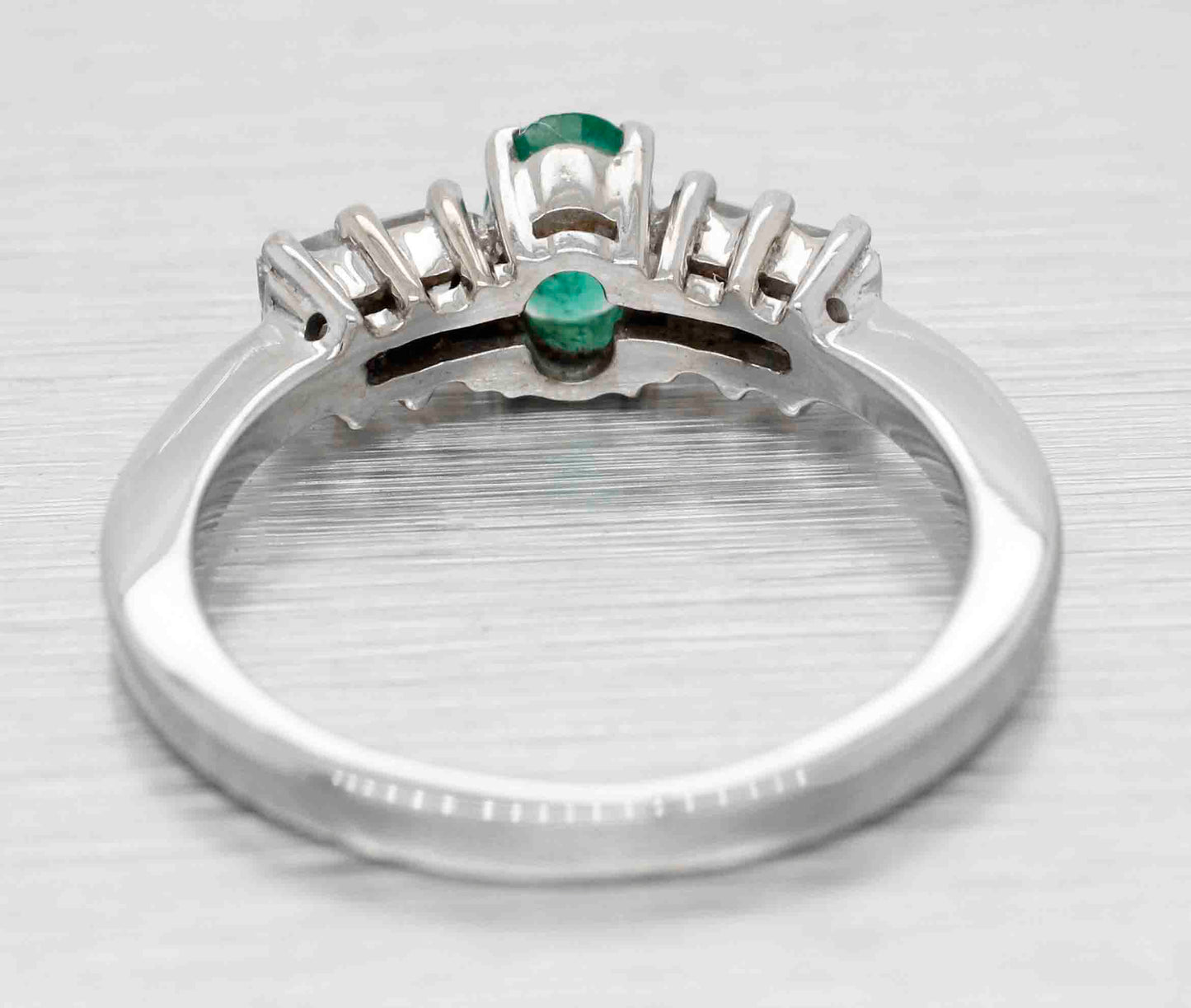 Vintage Oval 0.25ct Emerald & Diamond Accent Engagement Ring - 14k White Gold