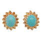 Vintage Turquoise Cabochon Stud Earrings - 14k Yellow Gold