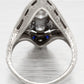 Antique Art Deco 1 ctw Diamond & Sapphire Marquise Cocktail Ring 14k White Gold